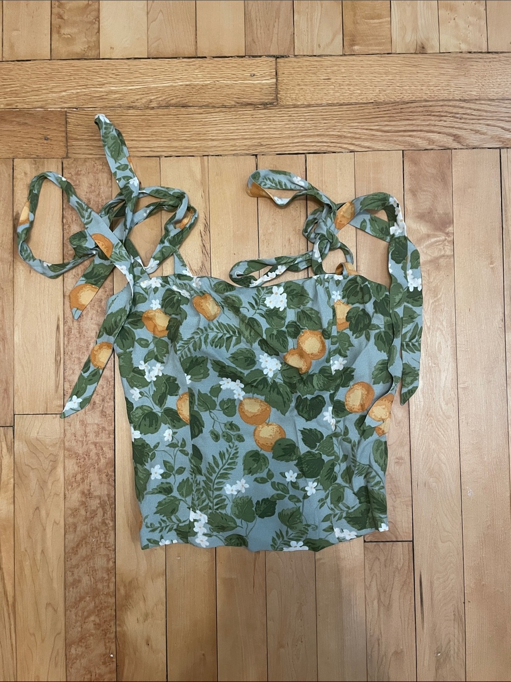 Reformation Green Botanical Citrus Tie-Shoulder Cami